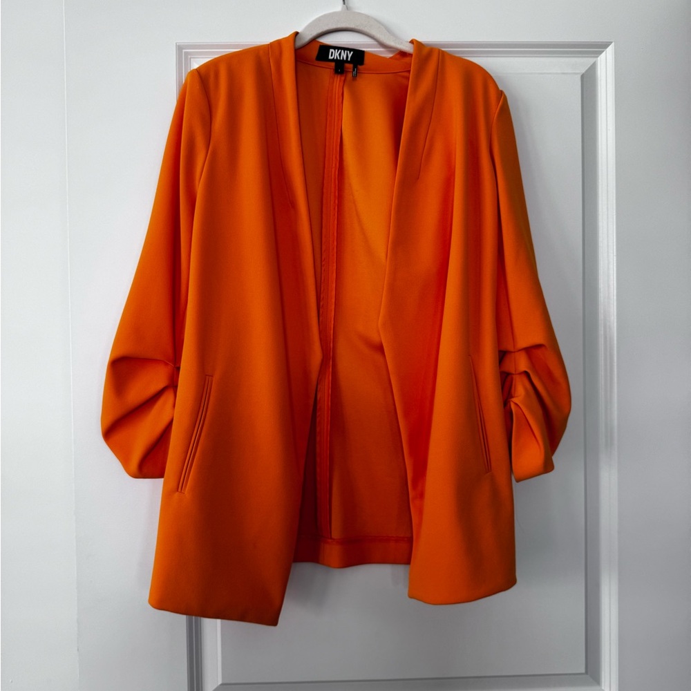 DKNY Orange Open Front Blazer small